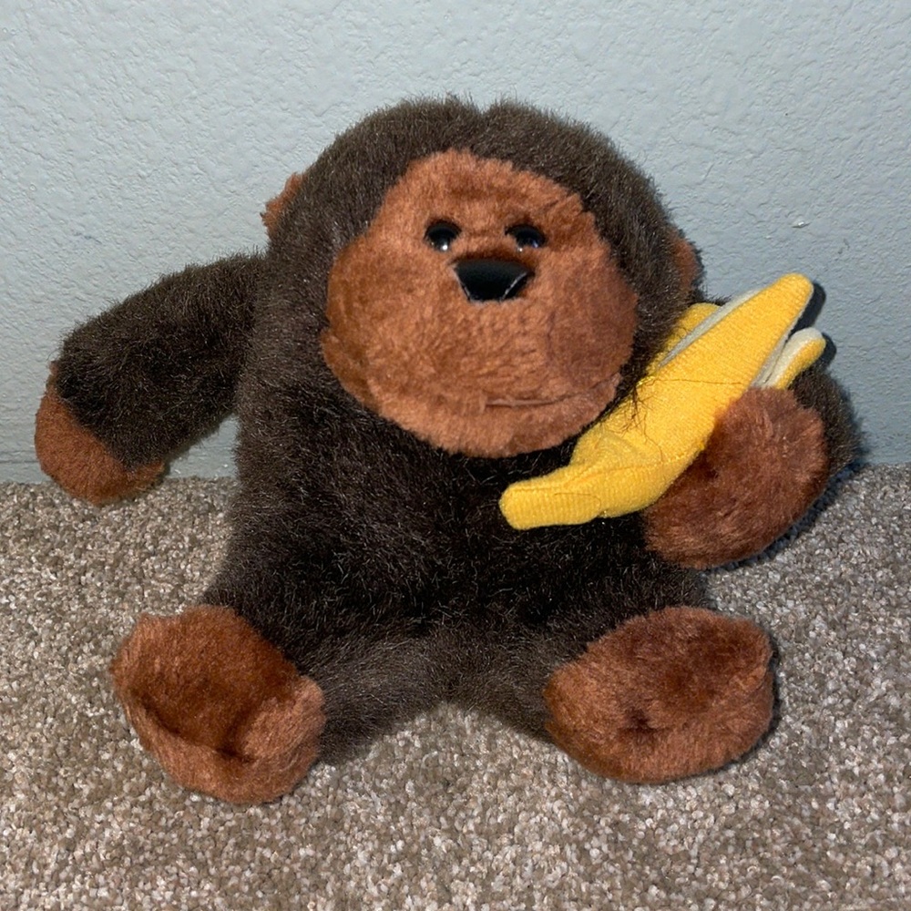 Vintage Kids of America Corp Brown Gorilla holding banana, 6 inches